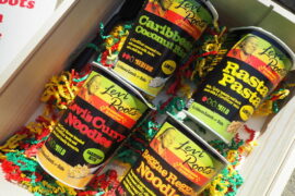 Close up of 4 flavours of LevI Roots snack pots