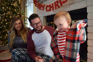 Parent and baby at christmas