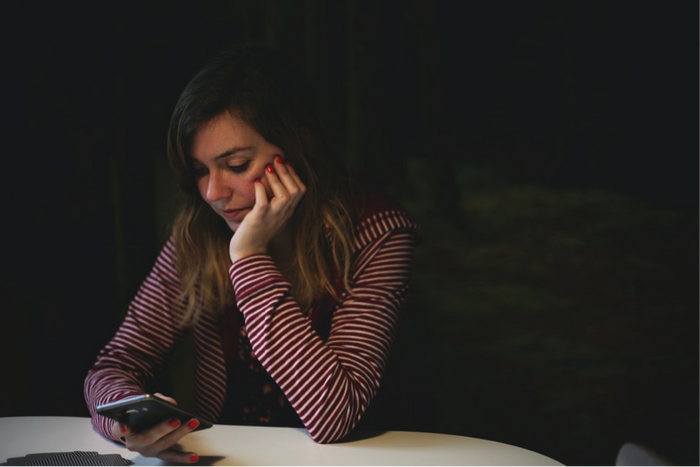 A woman browsing her social media